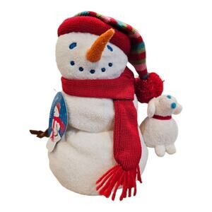 Starbucks Plush Snowman 2006 Winter Holiday Snow Dog on Leash Stuffed Animal
